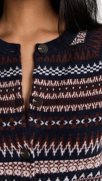 White + Warren Cashmere Fair Isle Cardigan - Image 5