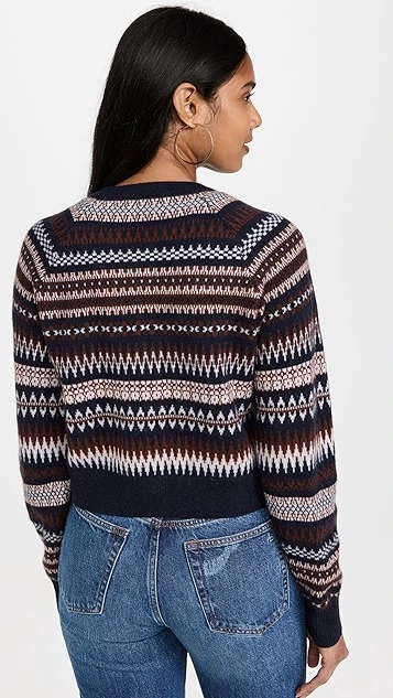 White + Warren Cashmere Fair Isle Cardigan - Image 2